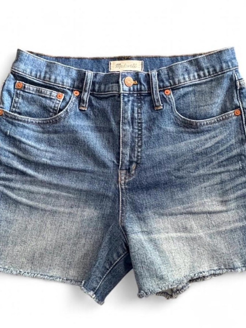 Madewell Light Blue High-Rise Raw-Hem Jean Shorts